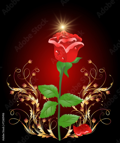 Golden ornament wth rose