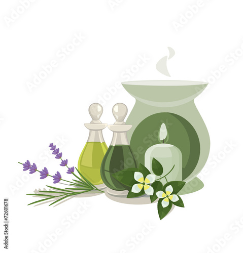 vector aromalamp and oils