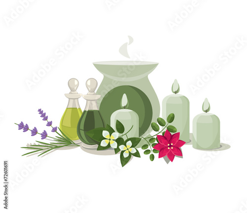 vector aromalamp and essential oils