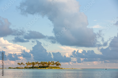 Scenic view at ocean with island near Maldives
