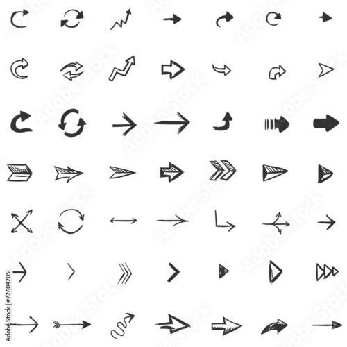 Vector Set of 49 Sketch Arrows and Cursors