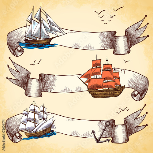 Nautical banners set set