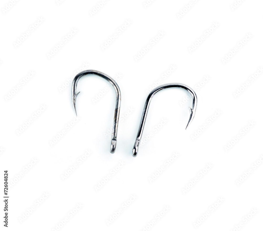 Strong fishing hook isolated on white background Strong fishing hook isolated on white background