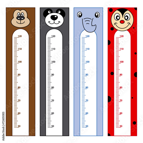 Fototapeta Naklejka Na Ścianę i Meble -  Bumper children meter wall. Animals Stickers