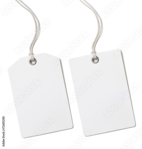 Blank paper price or gift tag set isolated