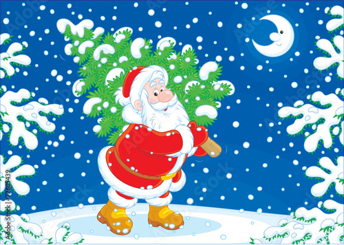 Santa Claus with a Christmas tree