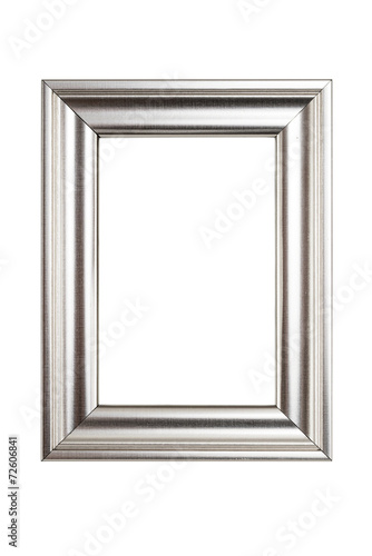 Silver picture frame isolated on white background with clipping 