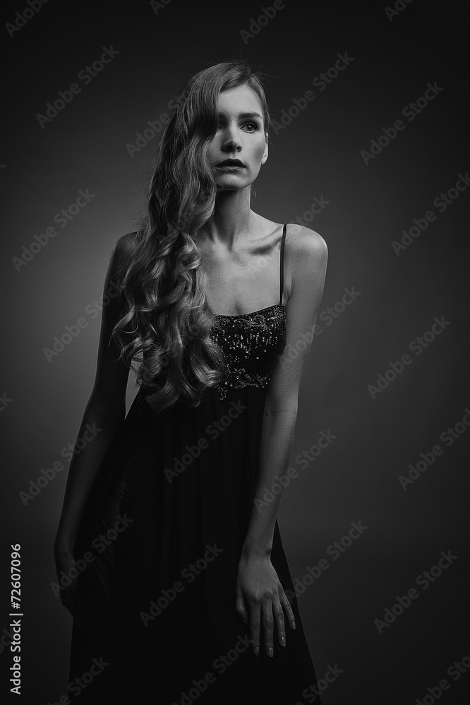 Black and white photo of sensual woman Black and white photo of sensual woman