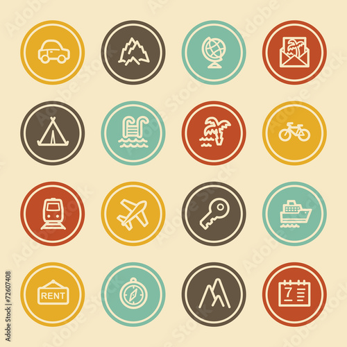 Travel Web Icon Set 1, Color Circle Buttons