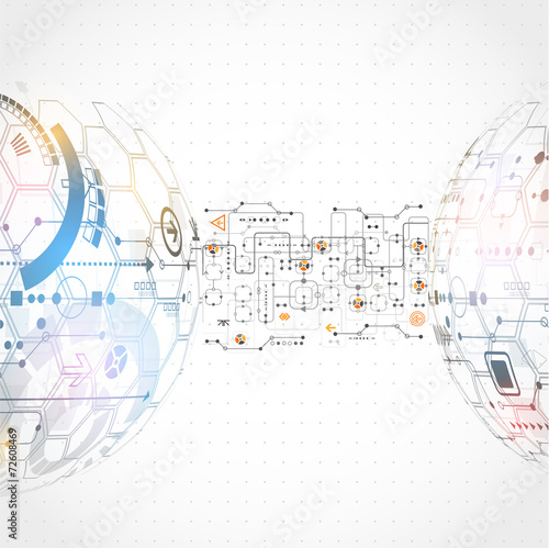 Abstract technological background with various technological ele