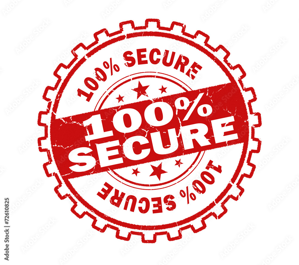 100% secure stamp on white background