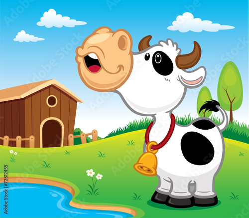 Vector illustration of Cartoon Cow