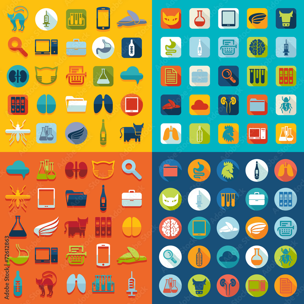 Set of veterinary flat icons Set of veterinary flat icons