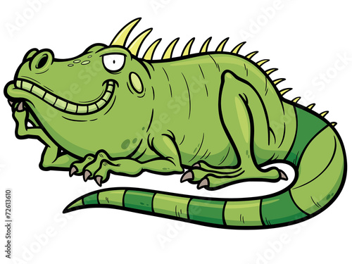 Vector illustrations of Cartoon green iguana