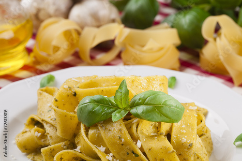 Pasta tagiatelle with pesto