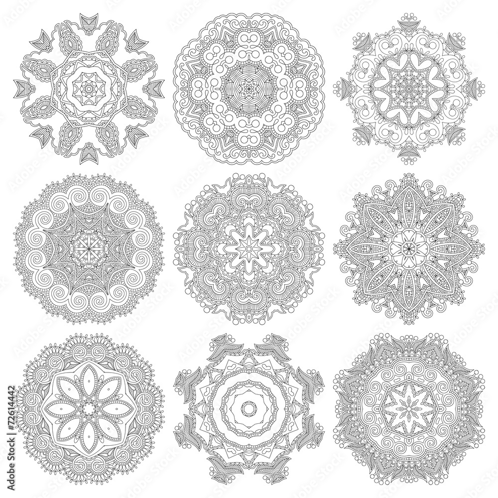Circle lace ornament, round ornamental geometric doily pattern Circle lace ornament, round ornamental geometric doily pattern