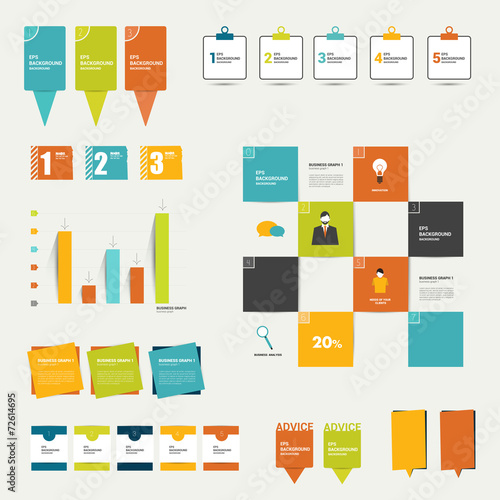 Collection of colorful flat infographic elements.