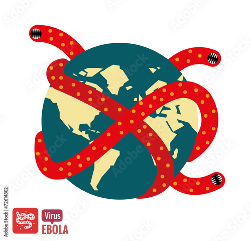 Ebola virus attacks the world. flat design. vector illustration