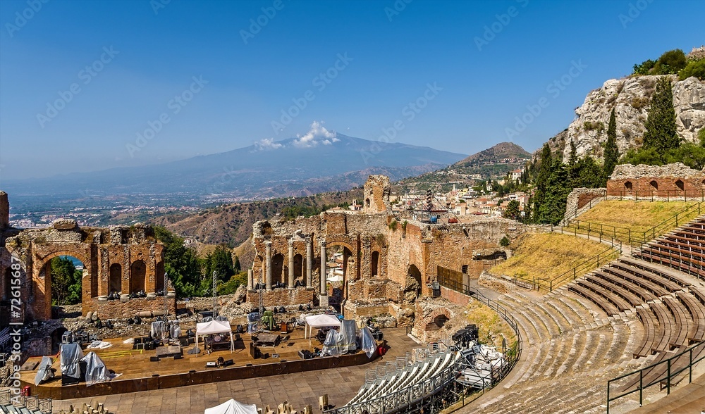 Greek theater,Taormina and Etna, Sicily.