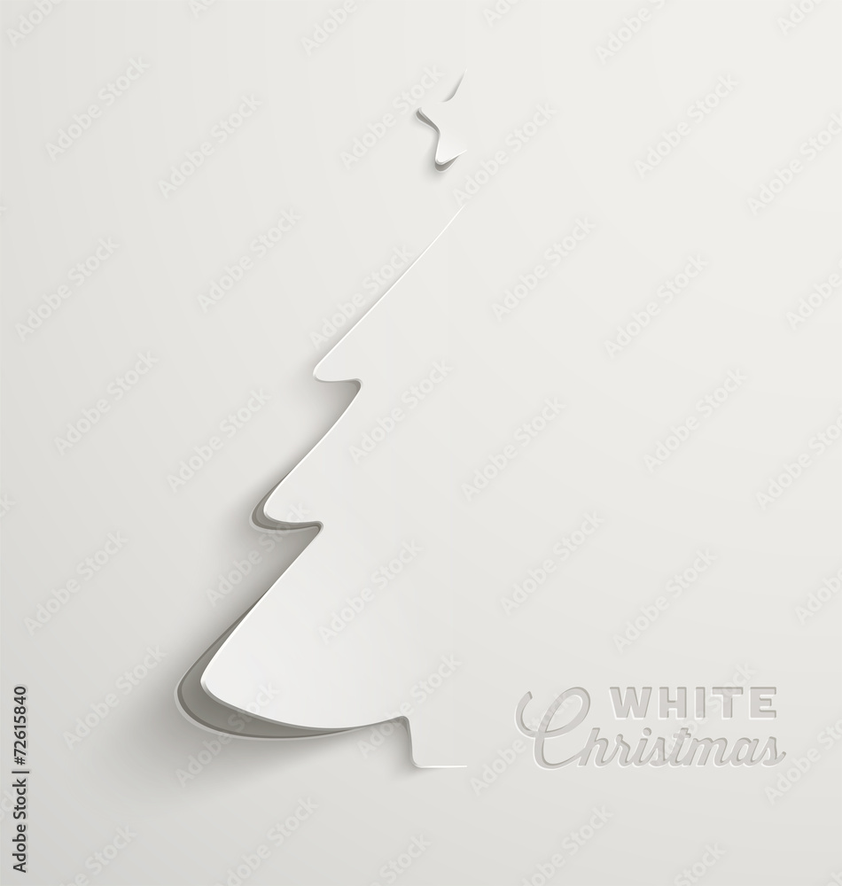 White Christmas, minimal Christmas card - obrazy, fototapety, plakaty 