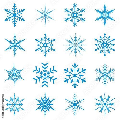 Snowflake, set, blue