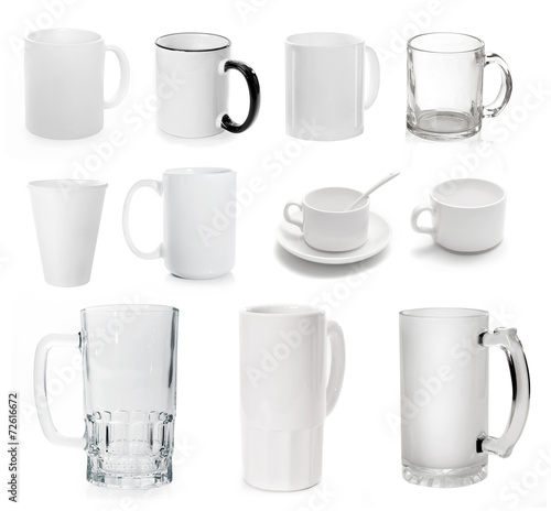 Collection if different cups and mugs