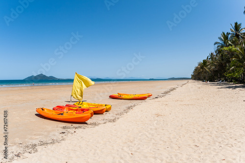 Tropical Kayak Canoes Beach Ocean