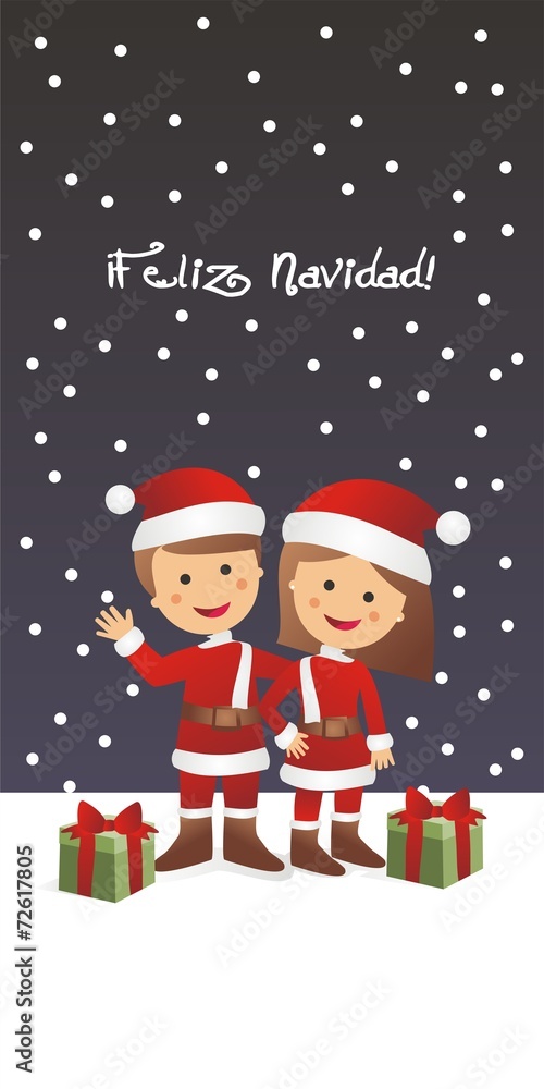 Feliz Navidad con niños disfrazados de Papá Noel Feliz Navidad con niños disfrazados de Papá Noel