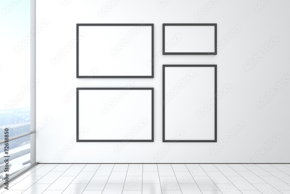 Raum Galerie hell modern mit Bilderrahmen Raum Galerie hell modern mit Bilderrahmen