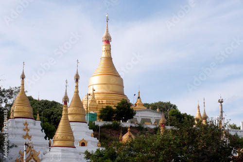 Shwe Kyat Yat Pagoda on the hill in Myanmar.
