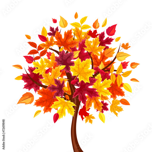 Abstract autumn tree. Vector illustration.