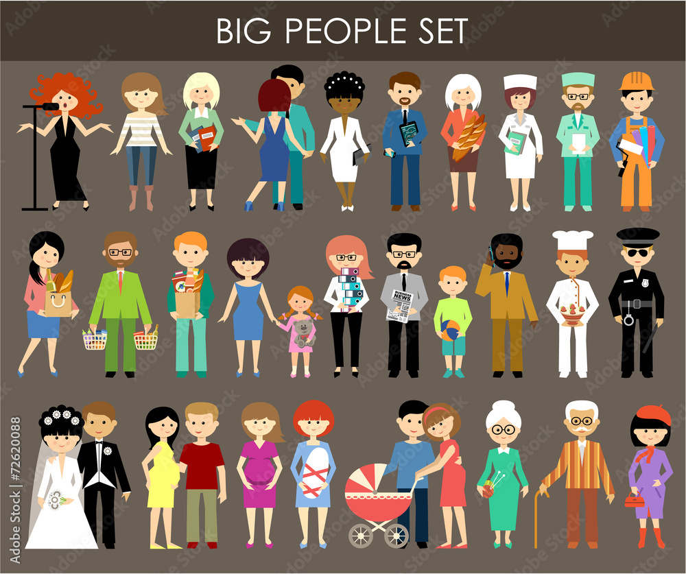 Set of people of different professions and ages.