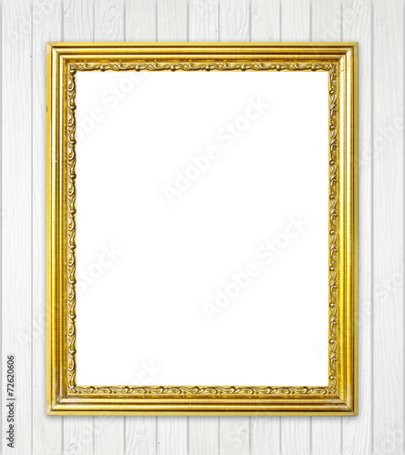 Wallpaper Mural golden frame on wood wall background Torontodigital.ca