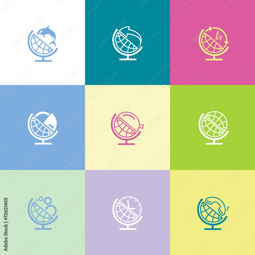 School globe set. School globe set.