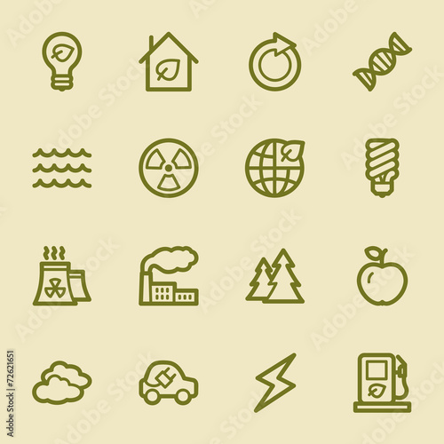 Green ecology web icons set