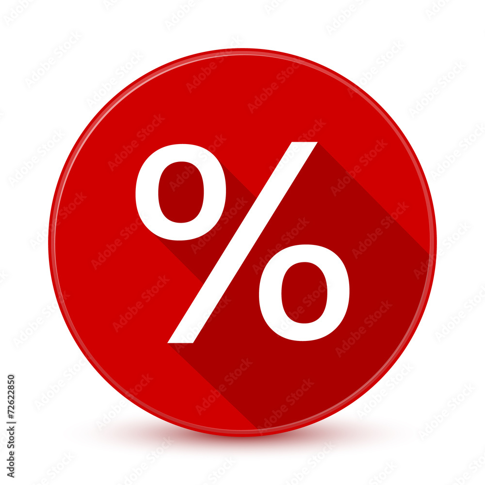 Red percent sign icon with long shadow Red percent sign icon with long shadow