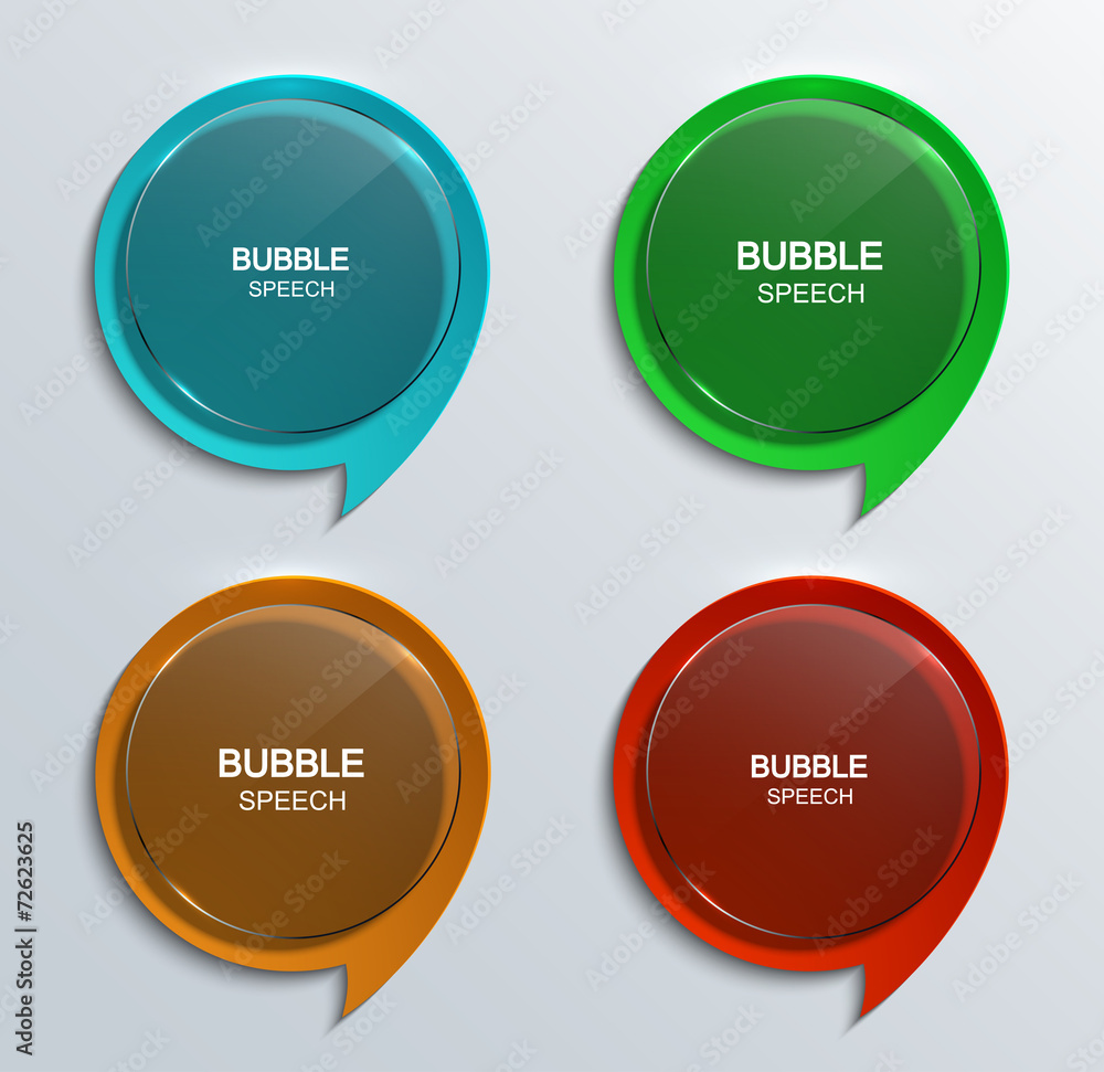 Vector modern glass bubble speech icons set. Vector modern glass bubble speech icons set.