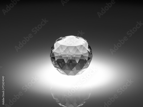 Crystal ball-shaped object with luminous flashes.