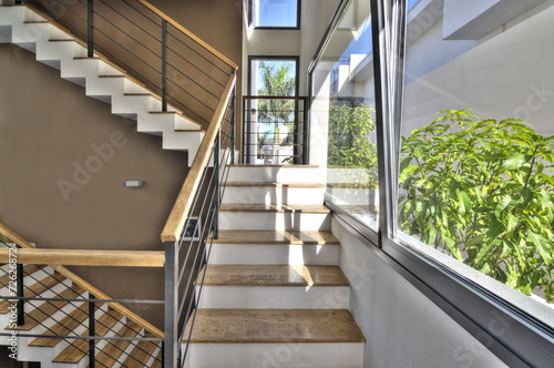 Wood stairs in modernvilla