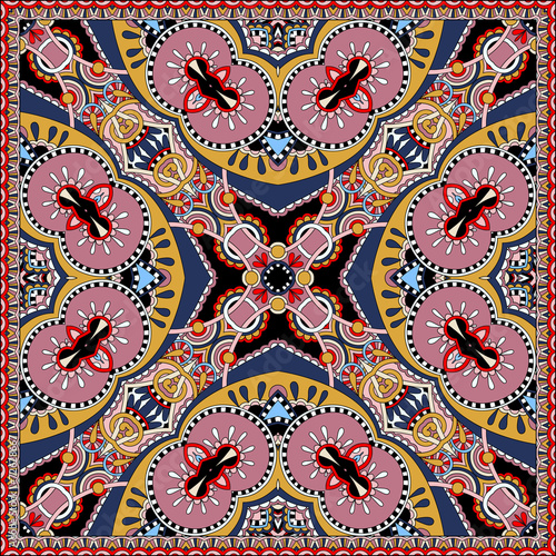 silk neck scarf or kerchief square pattern design