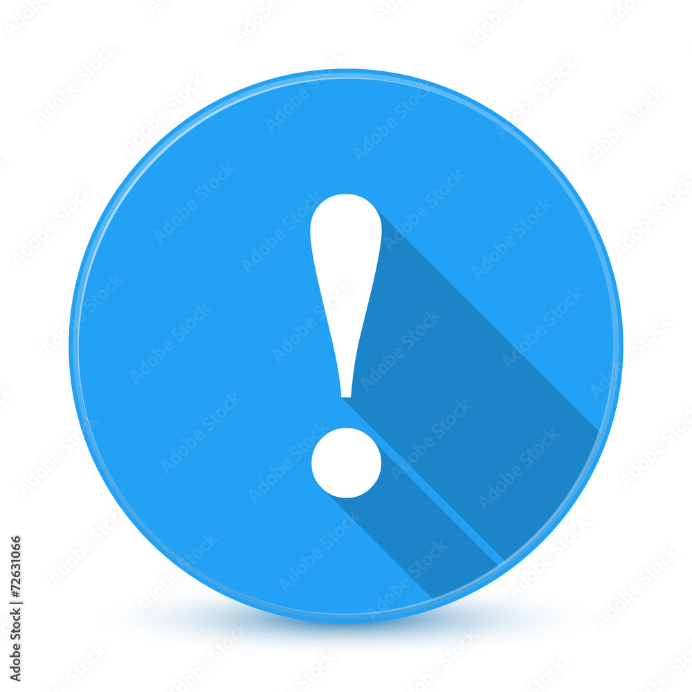 Blue exclamation mark icon with long shadow Blue exclamation mark icon with long shadow