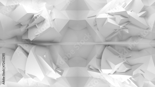 Abstract 3d white background, chaotic polygonal structure