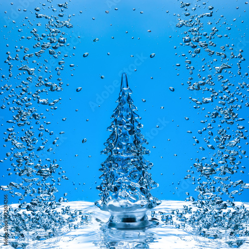 christmas tree on blue background