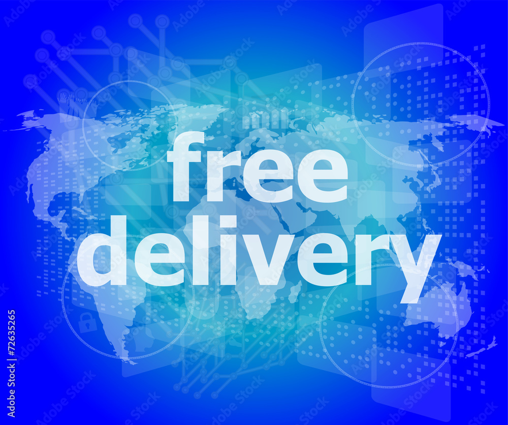 free delivery word on a virtual digital background