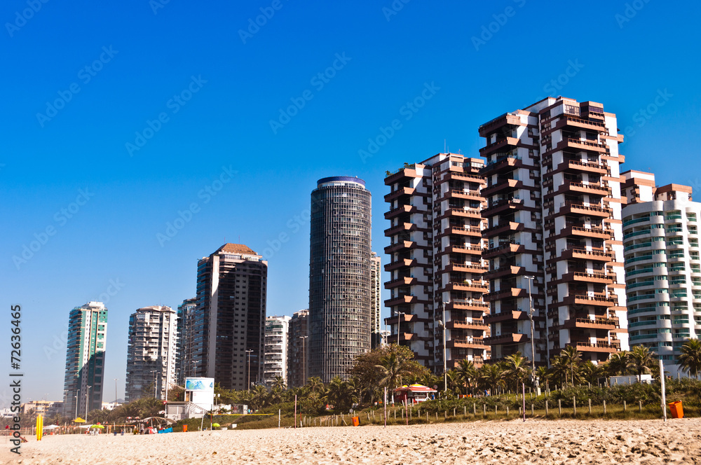 Fototapeta premium Barra da Tijuca Beach with Luxury Condominium Apartments