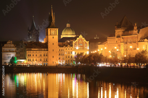 The night View on bright Prague Old Town, Czech Republic