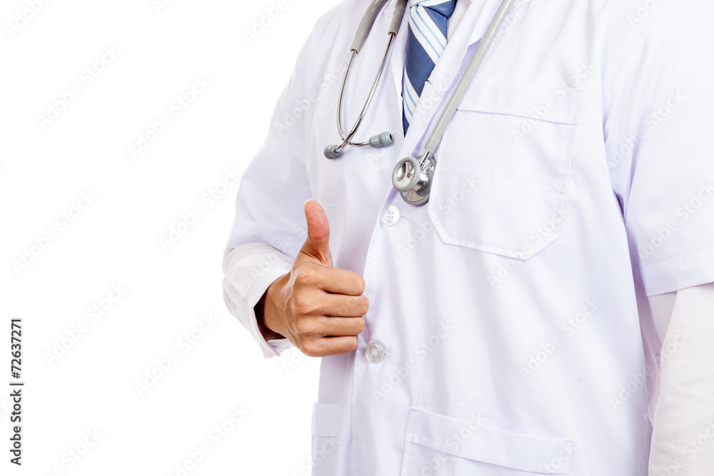 Asian male doctor show thumbs up Asian male doctor show thumbs up