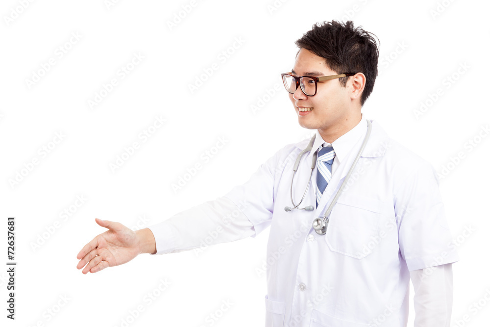 Asian male doctor greeting shake hand Asian male doctor greeting shake hand