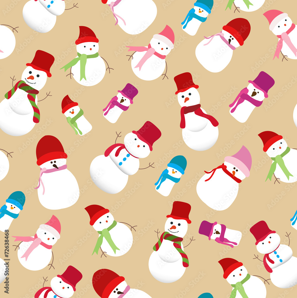 Fototapeta premium christmas snowman seamless pattern