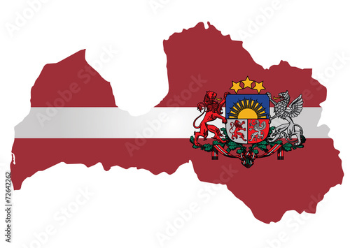 Flag and coat of arms of the Republic of Latvia
